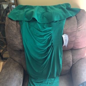 Green off the shoulder dress